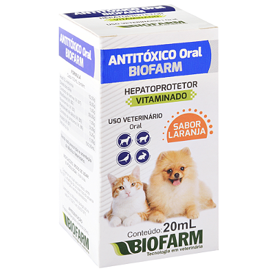 Antitóxico Oral Biofarm para Cães e Gatos – 20 ml