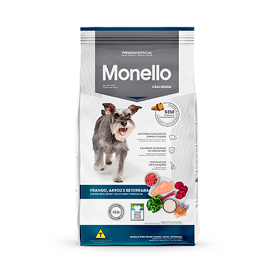 Ração Monello para Cães Senior Sabor Frango, Arroz e Beterraba 15kg