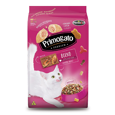 Ração Primogato Premium Blend Sabor Carne, Frango e Peixe para Gatos Adultos - 10,1kg