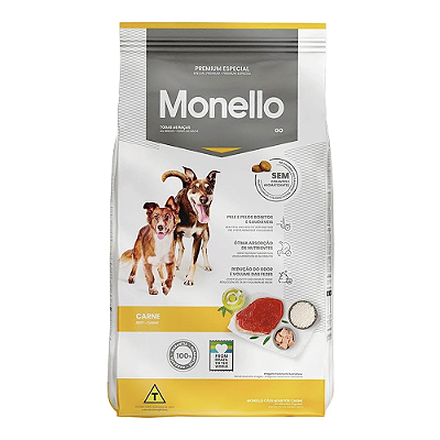 Ração Monello Go Premium Especial Sabor Carne para Cães Adultos - 15kg