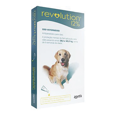 Antipulgas Revolution 12% para Cães de 20,1kg a 40kg 1 Tubo