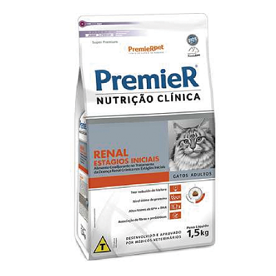 Ração Seca PremieR Nutrição Clínica Renal Estágios Iniciais para Gatos Adultos