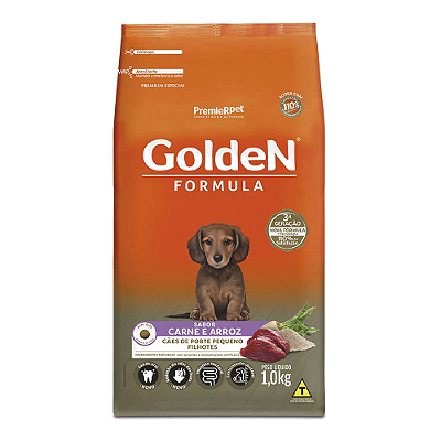 Ração Seca PremieR Pet Golden Formula Carne e Arroz para Cães Filhotes de Raças Pequenas 1kG