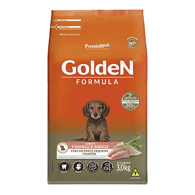 Ração Seca PremieR Pet Golden Formula Frango e Arroz para Cães Filhotes de Raças Pequenas 3kg