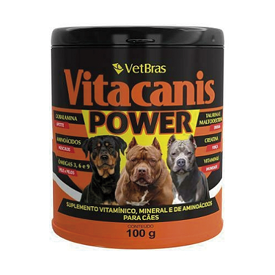 Vitacanis Power Suplemento Vitamínico Pit Bull Cães Fortes 100g-500g