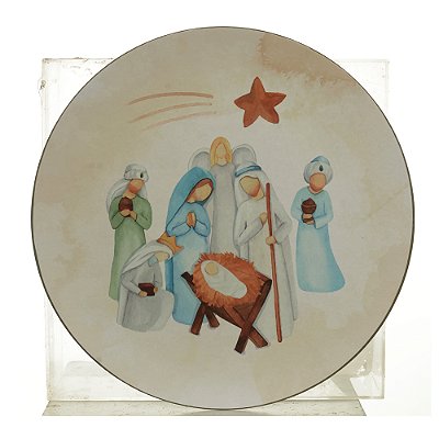 Sousplat Presépio Aquarelado Natal (Colorido) 33d