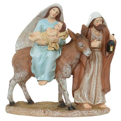 Mini Presépio Sagrada Familia c/Burrinho Natal (Colorido) 15,5cm