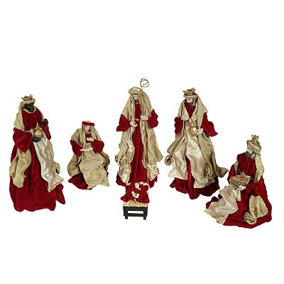 Presépio de Natal Resina c/6 Figuras (Vermelho Dourado) 40cm