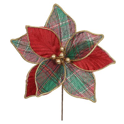 Bico de Papagaio Natal Tecido Vermelho Xadrez 20cm