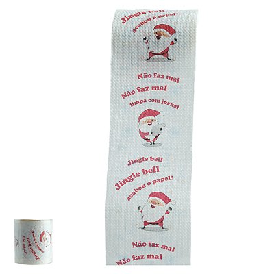 Papel Higiênico Natal Folha Dupla Branco Vermelho 20m x 10cm