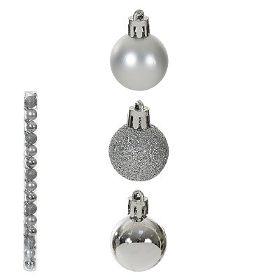 Bola de Natal Tubo Misto Prata 3cm C/15 Und