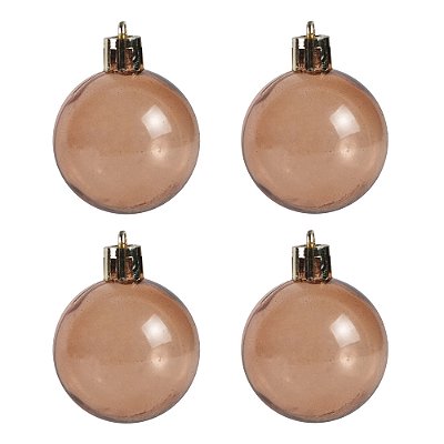 Bola de Natal Decorada Plástico Marrom 10cm C/4