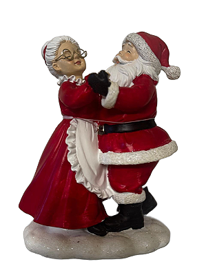 Escultura Mamãe e Papai Noel Resina Natal (Vermelho) 20,5cm