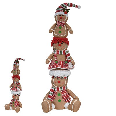 Boneco Torre Gingerbread Natal Vermelho Verde 61cm