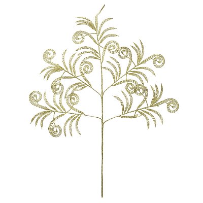 Complemento Natal Folha Samambaia c/ Glitter x5 (Dourado) 59cm
