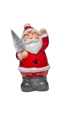 Papai Noel Decorativo c/LED Natal (Vermelho Branco) 14cm