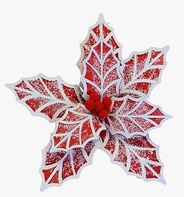 Flor Bico de Papagaio Natal Nevado Gingerbread (Vermelho Branco) 65cm