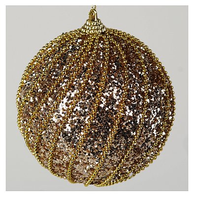 Bola de Natal Decorada c/2 Und PVC (Champagne) 10cm