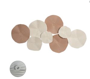 Escultura Decor Metal Parede Off White Terracota 1,18m