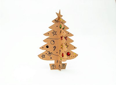Árvore de Natal Pequena com Ilustração - Eu Amo Papelão