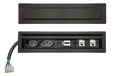 Caixa Tomada Para Embutir Mesas Linha Aço 1008, HDMI e Rede - SLIM200A