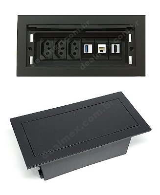 Tomada Para Mesa Com HDMI, USB, Rede Completa - QMF6-M8