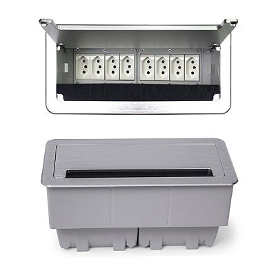 Caixa Tomada De Embutir Tomadas 10A Colarinho Aluminio - QM26-M39