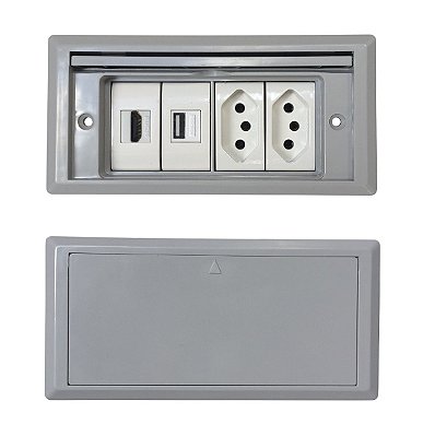 Caixa Tomadas Para Embutir Linha ABS Tomadas 10A , HDMI, USB Charger