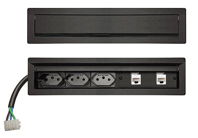 Caixa De Tomada Para Embutir 3 Tomadas, 2 RJ45 Linha Aço 1008
