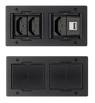 Caixa De Tomada Para Mesa Com Carregador USB 2.1A - QMF4-M21