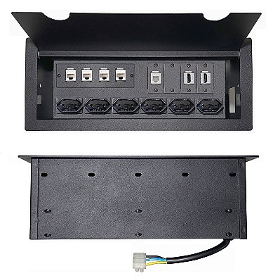 Caixa De Conexões Para Embutir Mesa, Tomadas 10A, HDMI, RJ45, RJ11 - M25PR
