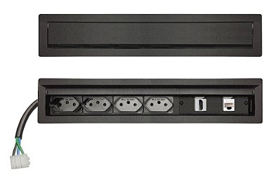 Caixa De Tomada Slim Com 4 Tomadas 10A, Hdmi + Rj45 Cat5 - SlLIM304W