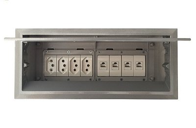 Caixa Painel De Mesa Com 4 Tomadas, 4 RJ45 - QM175-M5