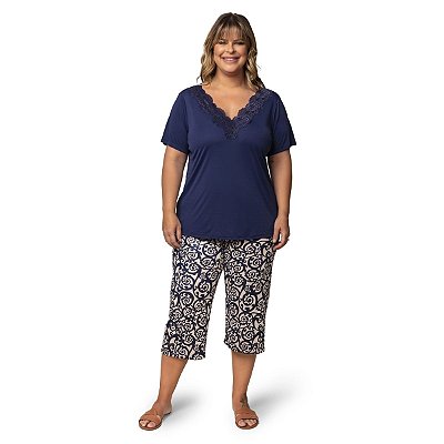 Pijama Renda Verde Capri - Plus Size Verde