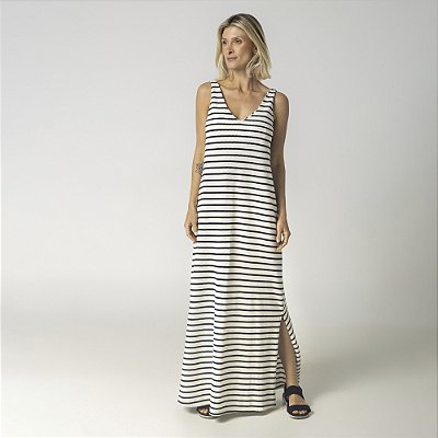 Vestido Sportwear Listrado Balance Preto