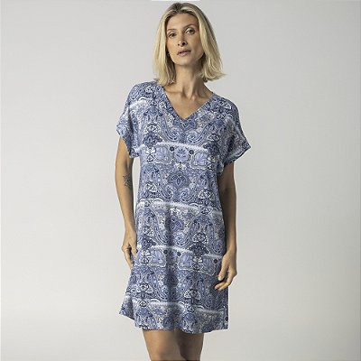 Camisão Feminino Curto Azul Paisley