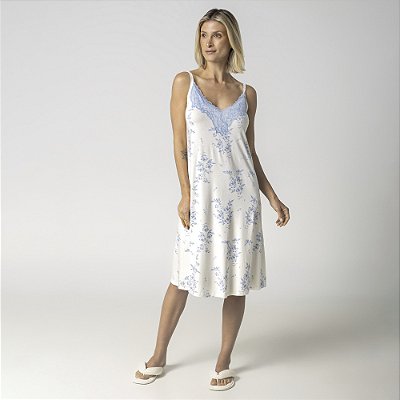 Camisola Midi de Alça Branco Blosson Blue
