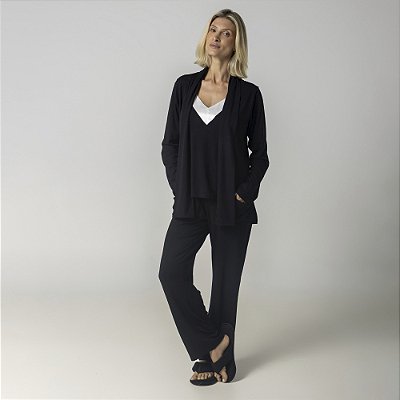 Pijama Feminino Trio Longo Super Touch Preto