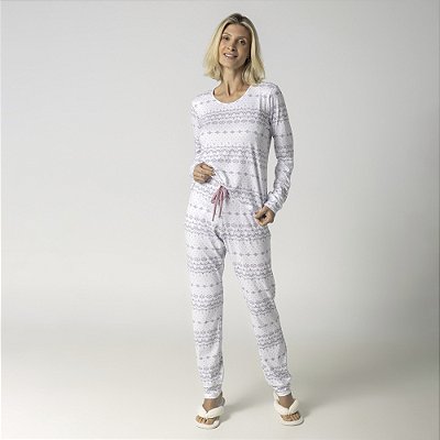 Pijama Feminino Longo Macramê