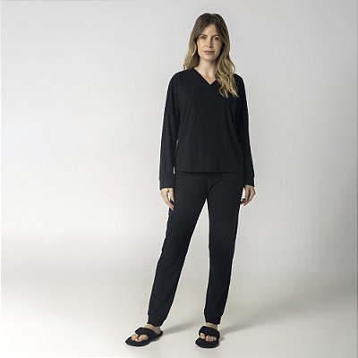 Pijama Feminino Longo Ultra Soft Preto