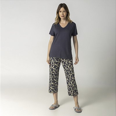 Pijama Feminino Capri Chumbo Turtle