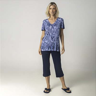 Pijama Feminino Capri Azul Organique