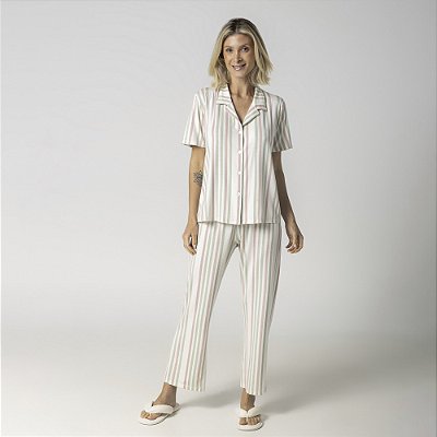 Pijama Feminino Capri Aberto Listra Provence