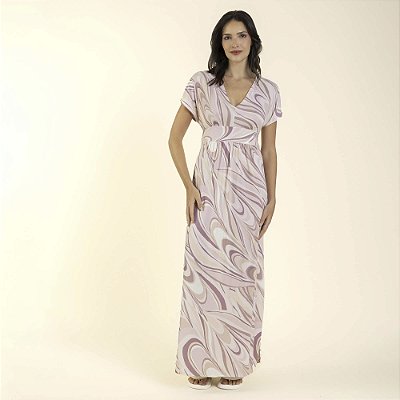Kaftan Feminino Longo Lilás Embru Art