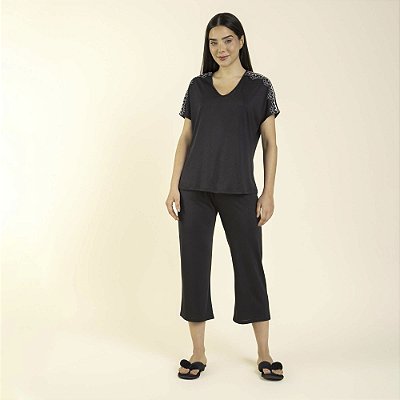 Pijama Feminino Capri Modal Preto