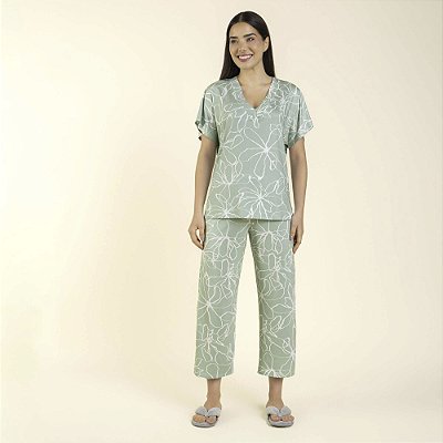 Pijama Feminino Capri Filete Green