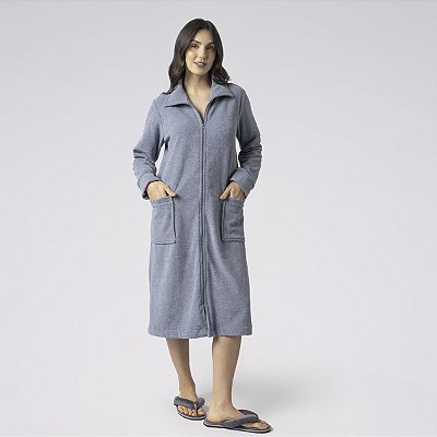 Robe Longo com Zíper em Soft Glacê Azul