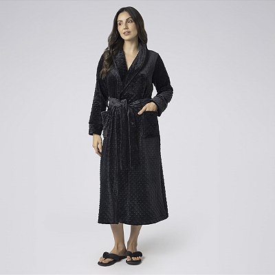 Robe Feminino Midi em Fleece Preto