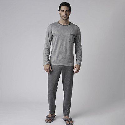 Pijama Masculino Longo Cinza Mescla