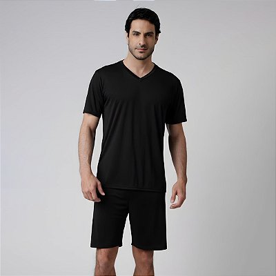 Pijama Masculino Poliamida Curto Preto